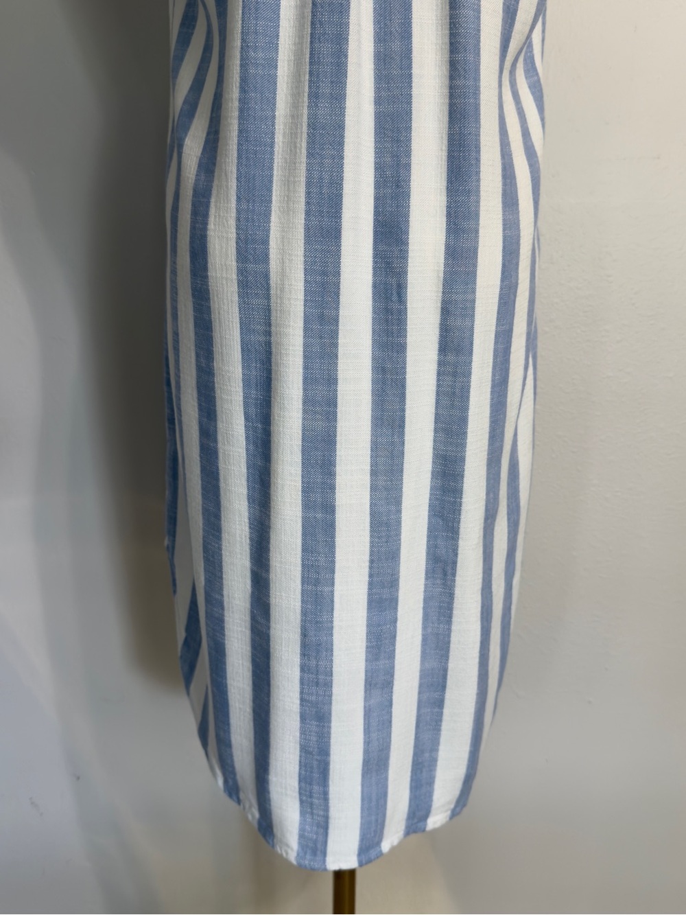 Hope & Harlow Blue White Striped Sleeveless Midi Shirt Dress - Picture 6 of 10